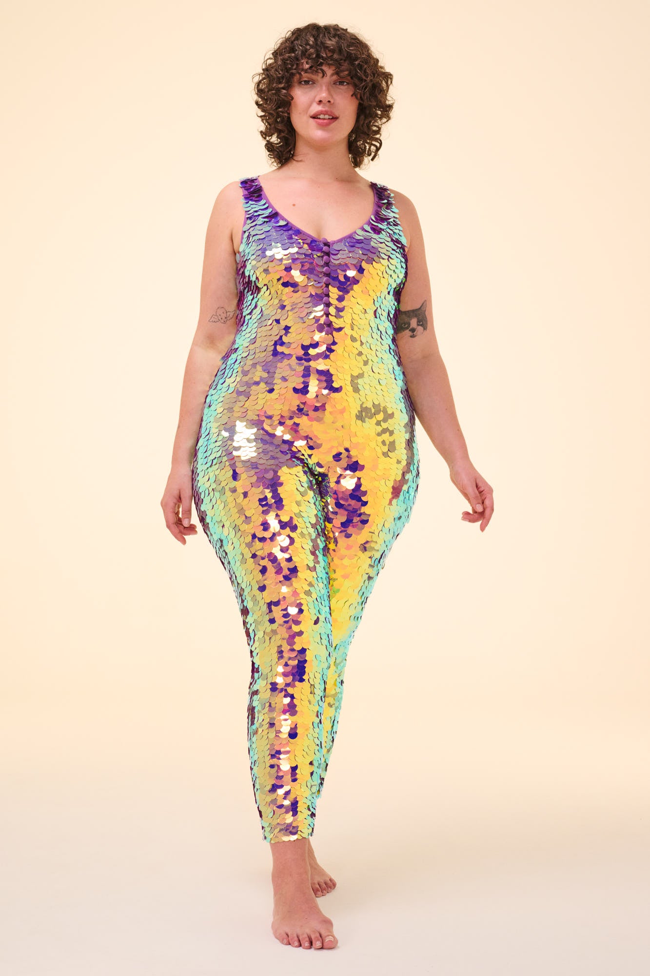 ELECTRA SEQUIN JUMPSUIT - ORCHID
