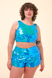 JUNO SEQUIN SHORTS - SKY