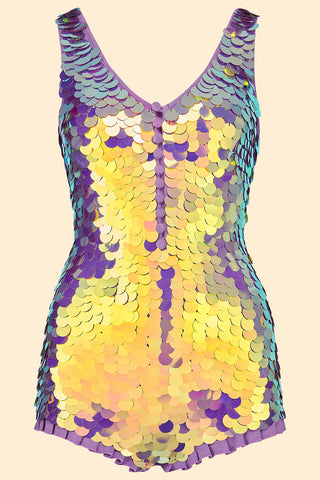 SEA CIRCUS SEQUIN PLAYSUIT - ORCHID
