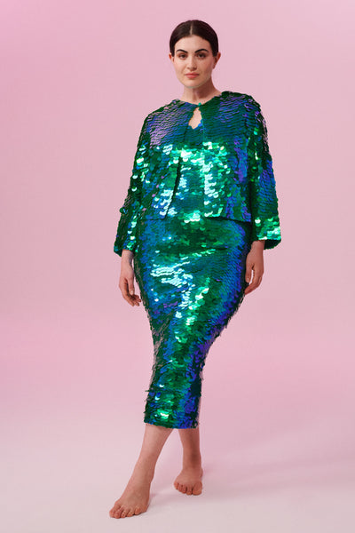 Pink and discount green sequin jacket