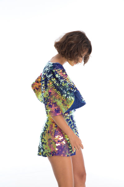 MELLA SEQUIN CAPE PLAYSUIT ORCHID Rosa Bloom
