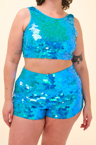 JUNO - SEQUIN SHORTS - SKY
