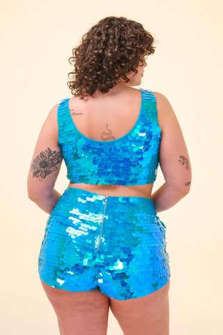 JUNO - SEQUIN SHORTS - SKY
