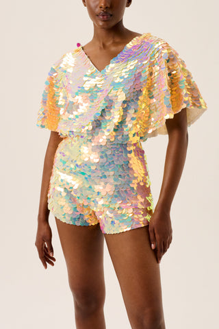 MELLA - SEQUIN CAPE PLAYSUIT