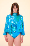 PENNY SEQUIN JACKET - SKY