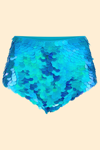 GIGI SEQUIN HOTPANTS - SKY