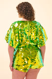 MELLA SEQUIN CAPE PLAYSUIT - MANTIS