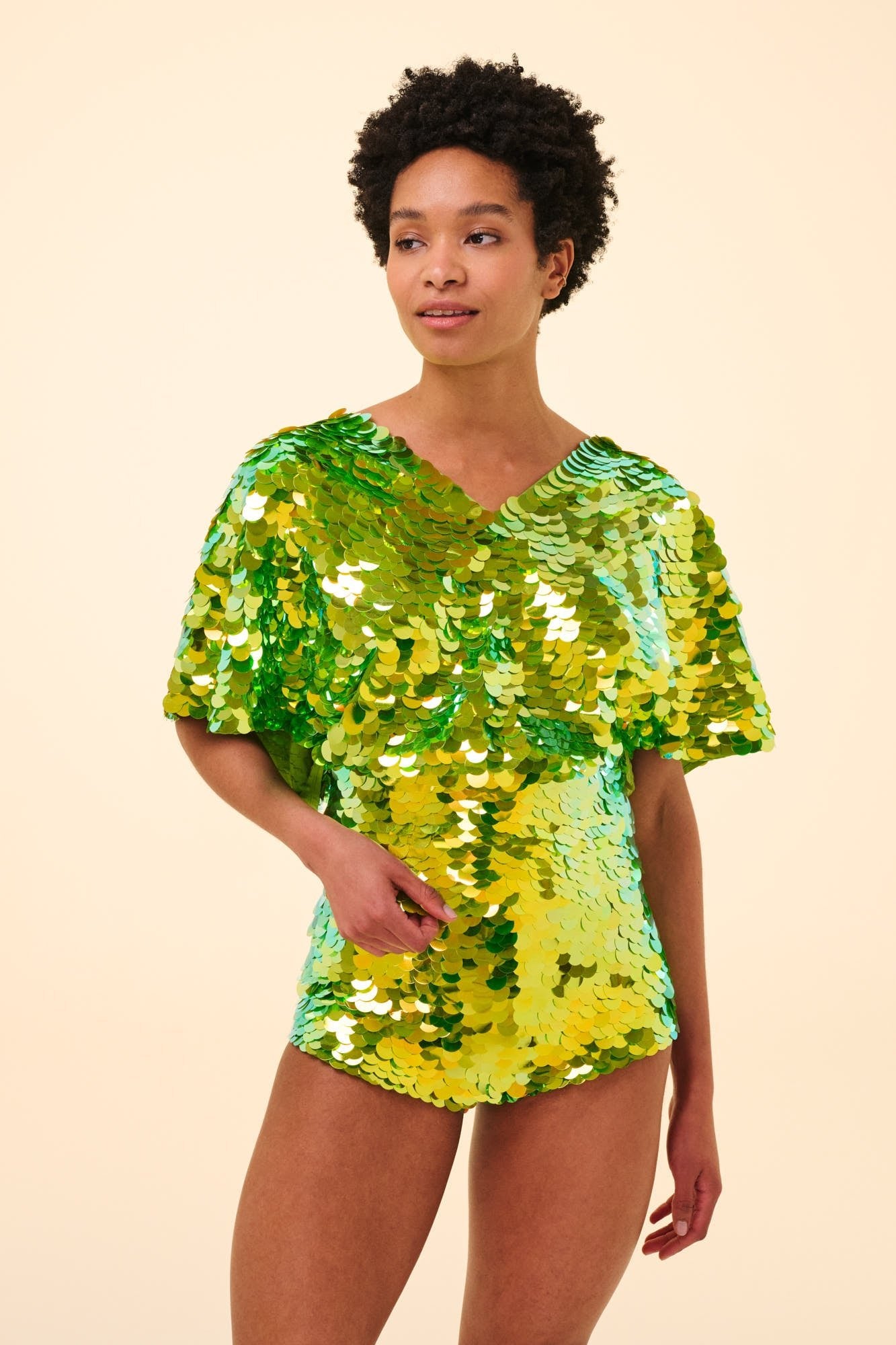 FLORENCE SEQUIN CAPE TOP - MANTIS - Rosa BloomSS24 - Tops