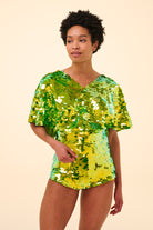 FLORENCE SEQUIN CAPE TOP - MANTIS - Rosa BloomSS24 - Tops