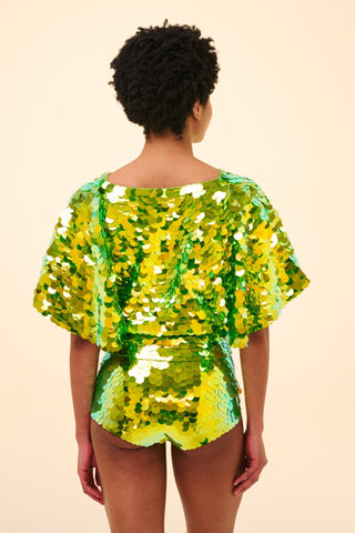 FLORENCE SEQUIN CAPE TOP - MANTIS - Rosa BloomSS24 - Tops