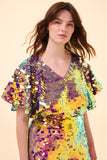 FLORENCE SEQUIN CAPE TOP - ORCHID - Rosa BloomSS24 - Tops