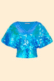 FLORENCE SEQUIN CAPE TOP - SKY - Rosa BloomSS24 - Tops