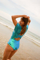 JAZMIN SEQUIN LEOTARD - SKY - Rosa BloomSS24 - Jumpsuits & Leotards