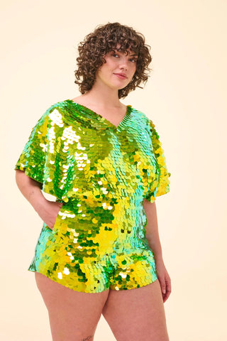 MELLA - SEQUIN CAPE PLAYSUIT - CITRUS - Rosa BloomSS24 - Jumpsuits & Leotards