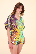 MELLA SEQUIN CAPE PLAYSUIT - ORCHID - Rosa BloomSS22 - Jumpsuits & Leotards