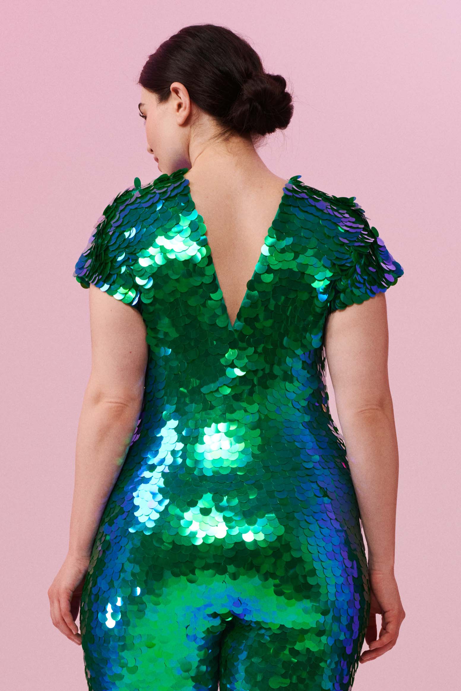 Emerald green sequin jumpsuit shop