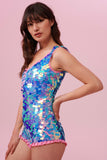 SEA CIRCUS SEQUIN PLAYSUIT - AMETHYST