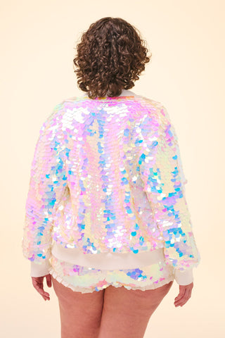 SUPERNOVA SEQUIN BOMBER JACKET - OPAL - Rosa BloomTops