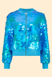 SUPERNOVA SEQUIN BOMBER JACKET - SKY - Rosa BloomSS24 - Tops
