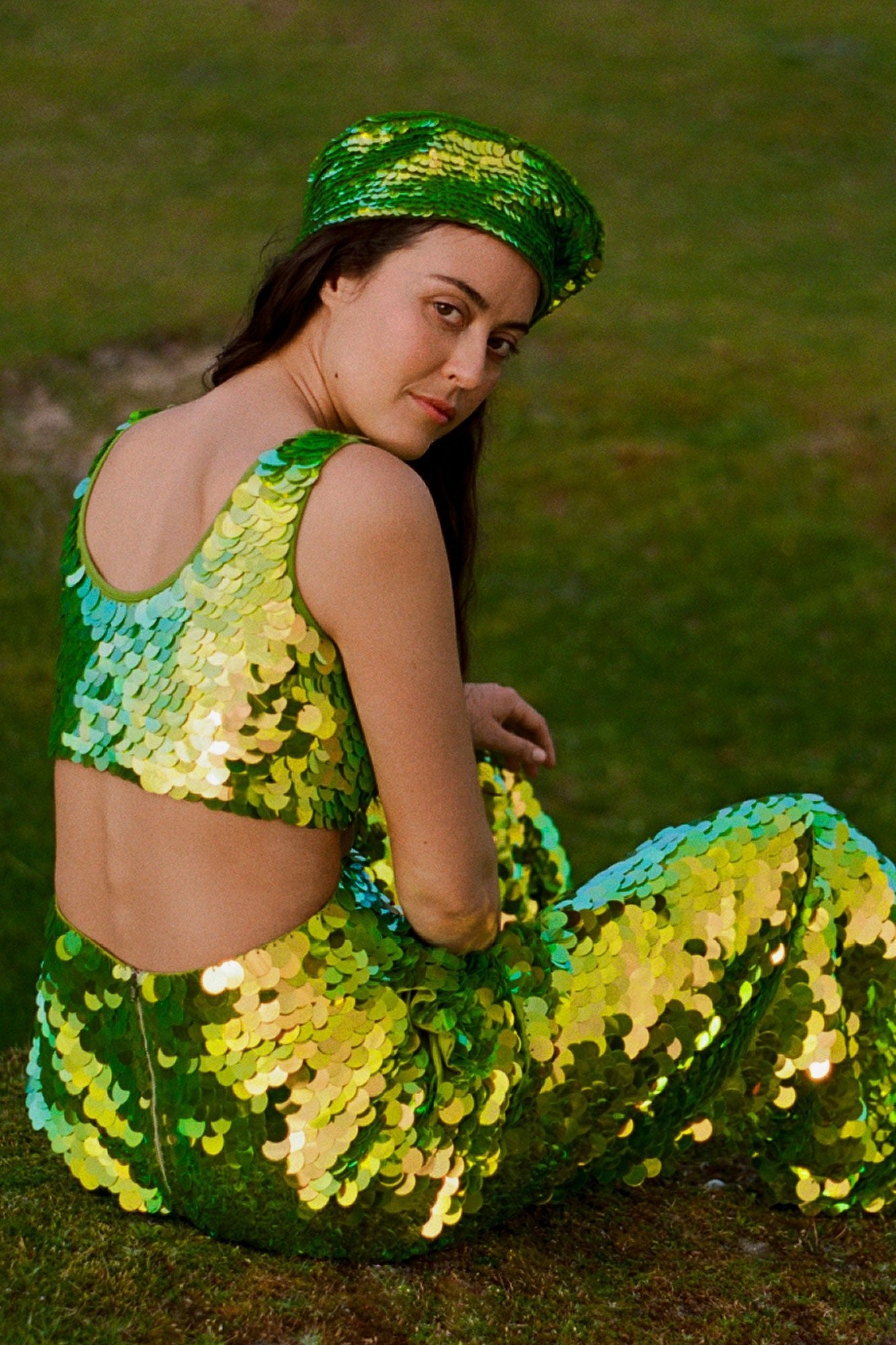 VIVIENNE SEQUIN TROUSERS - MANTIS - Rosa BloomSS24 - Bottoms