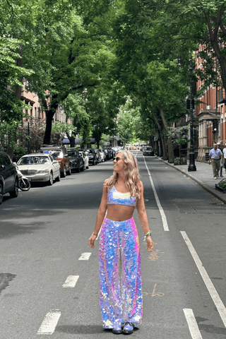 VIVIENNE SEQUIN TROUSERS - OPAL - Rosa BloomSS24 - Bottoms