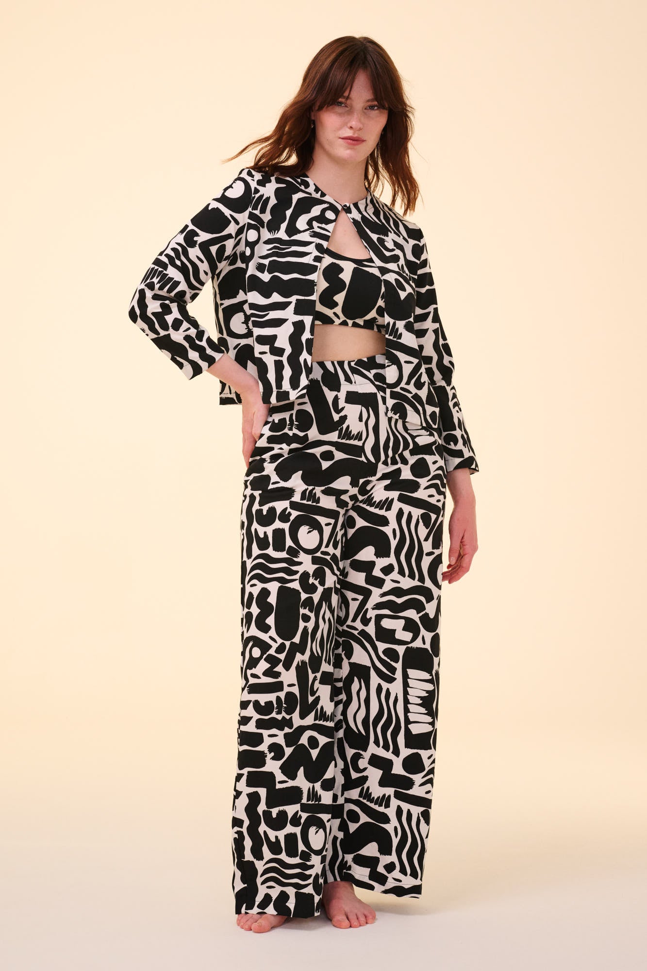 VIVIENNE TROUSERS - FLOW PRINT - Rosa BloomSS24 - Bottoms