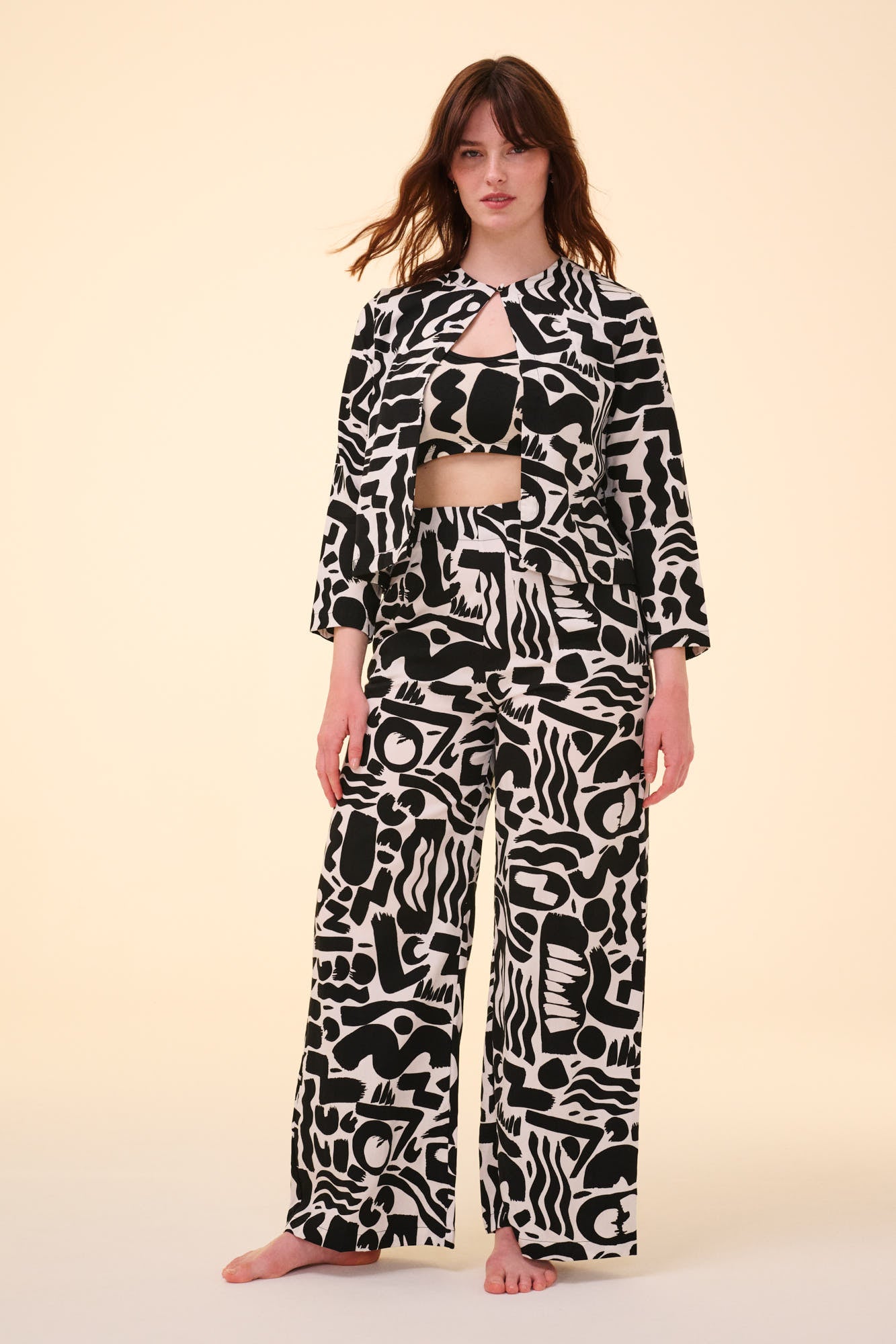 VIVIENNE TROUSERS - FLOW PRINT - Rosa BloomSS24 - Bottoms
