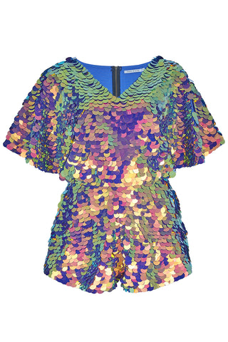MELLA SEQUIN CAPE PLAYSUIT - ORCHID
