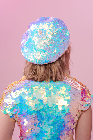 GRACE SEQUIN BERET - OPAL