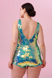 SEA CIRCUS SEQUIN PLAYSUIT - CHAMELEON