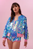 SUPERNOVA SEQUIN BOMBER JACKET - AMETHYST