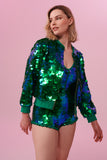 SUPERNOVA SEQUIN BOMBER JACKET - EMERALD