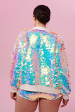 SUPERNOVA SEQUIN BOMBER JACKET - OPAL