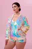 SUPERNOVA SEQUIN BOMBER JACKET - OPAL