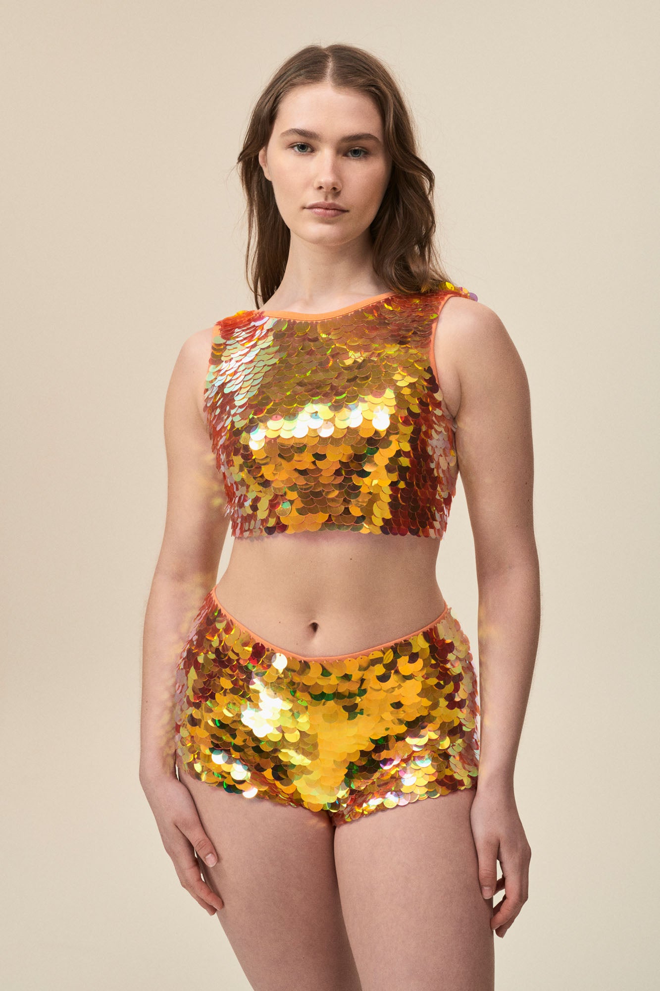 Coral hot sale sequin top