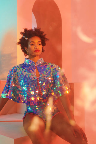 ECLIPSE SEQUIN CAPE - AMETHYST